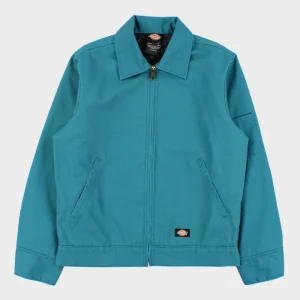 Dickies Eisenhower Teal Twill Quilt-Lined Water Resistant Harrington Jacket - S