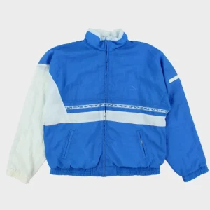 Vintage 1980s Puma Patterned Alberta Embroidered Shell Windbreaker Jacket - M